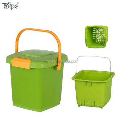 China 8L Viable Small Size Portable Rubbish Bin And Counter Top Kitchen Plastic Compost Bin for sale