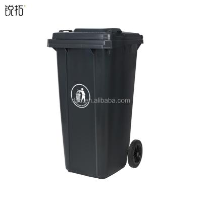 China Viable Outdoor China Wheel Trash Garbage Waste Bin 120 Liter Open Top Container Trash Can for sale