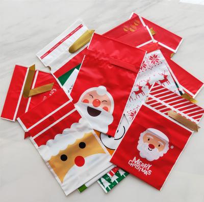 China New Style Disposable Colorful Merry Christmas Candy Gift Bag With Line Christmas Sugar Packaging Bag for sale