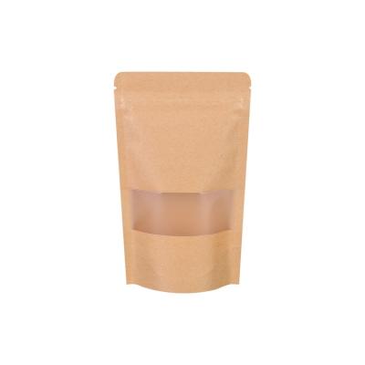 China Hot Selling Recyclable Kraft Paper Ziplock Bags Wholesale Bag For Food With Handle for sale