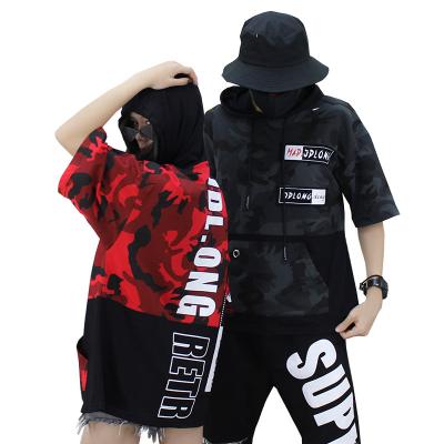 China Custom Men's Sleeve Shorts Unisex Hoodies Clothing Manufacturers Anti-Wrinkle Clothing Manufacturers Hip Hop Oversized Camouflage T-shirt for sale