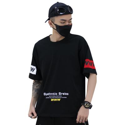 China Couples Round Tee Anti-Wrinkle Label High Quality Patch Design Casual Stitching Casual Unisex Shorts Sheaths Oversized Men's T-shirts for sale