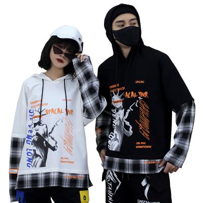 China Clothing Wholesale Good Quality Anti-wrinkle Plaid Hoodies Hip Hop Mens Street Wear Cotton/Polyester Quilted Oversized Hoodies for sale