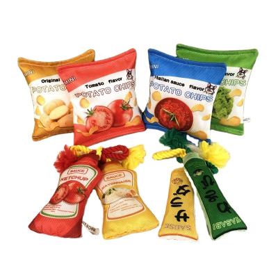 China Sustainable Oxford Cloth Pet Squeaker Toys Various Models Clean Teeth Chew Interactive Potato Chips Dog Toy for sale