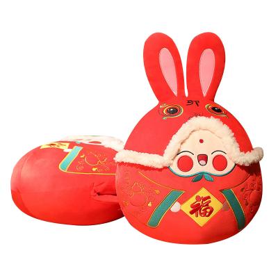 China 2023 Chinese Wholesale Chinese Lucky Zodiac Stuffed Animals Round Red Plush Toy Bunny Rabbit Plush Toy For Kids Gift for sale