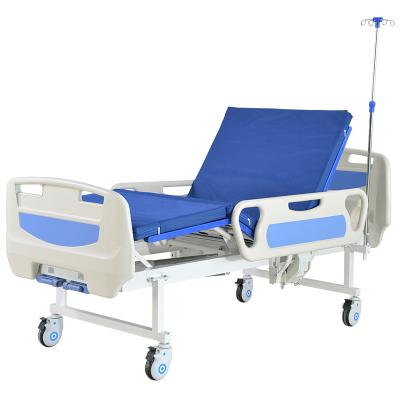 China Hospital Clinic Custom 3 Function 5 Inch Caster Steel Hospital Bed Frames 450mm 750mm Lift Type ICU Hospital Bed for sale