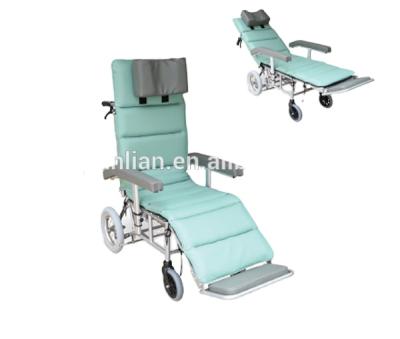 China Flip Back Removable Arms Desk Hospital Arm Elevating Leg Rests Folding Reclining Manual Wheelchair Lightweight Wheelchair for sale