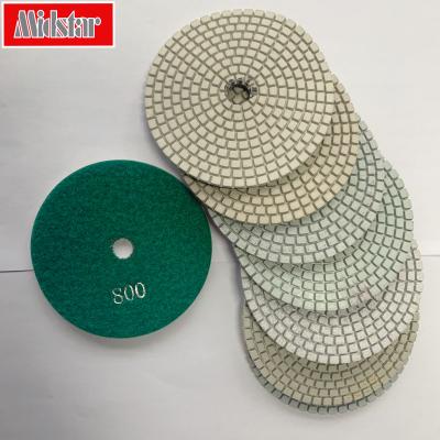 China Sharp Grinding Midstar 100mm Wet/Dry Flexible Polishing Resin Diamond Pads For Granite Marble Stone Quartz for sale