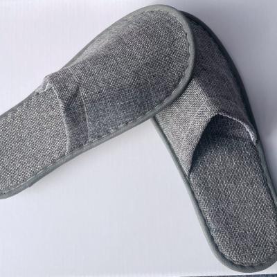 China High Quality Disposable Slippers Logo Wholesale Custom Made From Gray Cotton Linen Disposable Hotel for sale