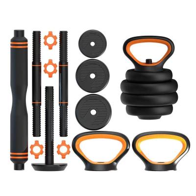 China Universal Factory Direct Selling POWERED Adjustable Plastic Cement Dumbbell Barbell Kelttle Bell Set Home Gym Use 6 in 1 Mute Bell Set for sale