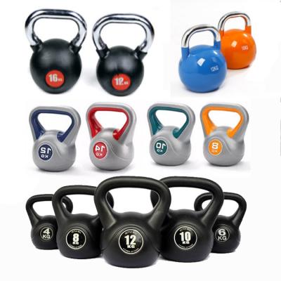 China Wholesale Plastic Kettlebell Weightlifting Painted Cast Iron Kettlebell Vinyl Coated Cement Kettlebell for sale