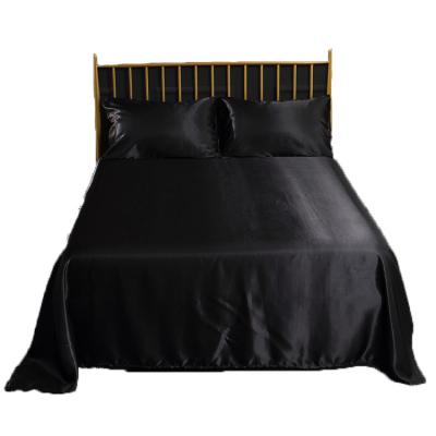 China Anti-bacteria Black Silk Texture Polyester Soft And Comfortable 4 Pcs Sheet Set for sale