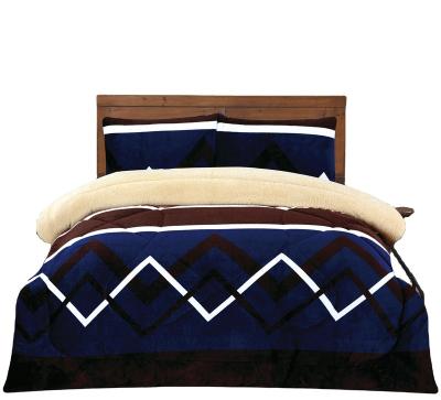 China Wholesale Home 3Pcs Borrego Soft Warm Printed Comforter Set Flannel And Sherpa Blanket For Winter for sale