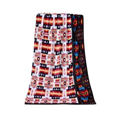 China Revesible Blanket Super Soft Native Patterns Geometric Flannel Blanket Reversible 100% Woven Polyester Adults Oval for sale