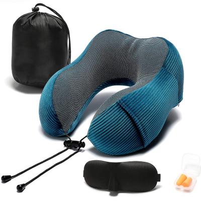 China Memory Travel Pillow Memory Foam Neck Pillow with Comfortable 360-Degree Head Support Airplane Pillow with Storage Bag for sale