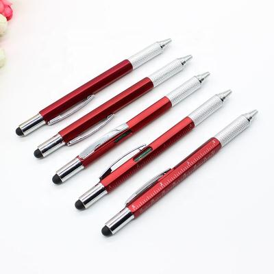 China Full size best selling 5 in 1 tool pen with ball pen/ruler tip/screwdriver/silcone gradienter for sale