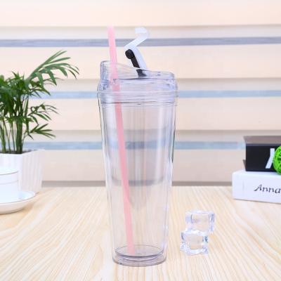 China Outdoor Acrylic Lean Tumbler Acrylic Cup With Lid And Straw Plastic Cup BPA Free Straight Water Bottle Travel for sale