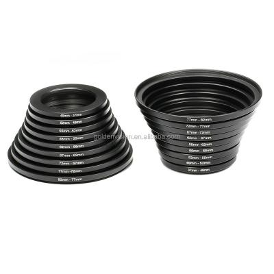 China Metal Lens 37-82mm 82-37mm Down Step Up Ring Filter Adapter Set 37 49 52 55 58 62 67 72 77 82 mm for sale