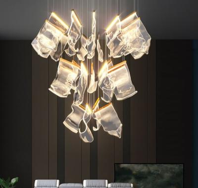 China Residential Light Luxury Living Room Dining Room Art Lighting Led Chandelier Pendant With PS Sheet Paper Chandelier for sale