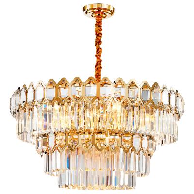 China Good quality K5 new design luxury steel gold modern empire chandelier wedding cake topper led crystal stand for sale