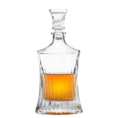 China Machine Pressed Factory Wholesale Whiskey Decanter Bottle Glass Decanter 700ml Crystal Whiskey Decanter for sale