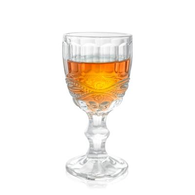 China Retro Wedding Crystal Clear Transparent Glass Goblet Flower Pattern Vintage Goblet Red Wine Glasses 160ml Red Wine Goblet for sale