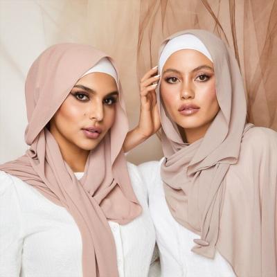 China Newest and Fashionable Women's Opaque Simple Hijab Chiffon Scarf Chiffon Hijab Unique Premium Scarf for sale