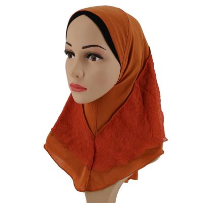 China New Design Crystal Muslim Kids Scarf Simple Splicing Hemp Hijab Ruffles Scarf Kids Girls Hijab Headscarf for sale