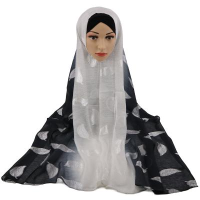 China Hot sale stretchy shawl fancy ombre organza hijabs shawls printed feather organza voile tudung for women for sale