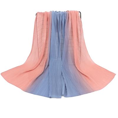 China Fashion wholesale printed pleated fancy hijab ombre chiffon hijab scarf for muslim women for sale