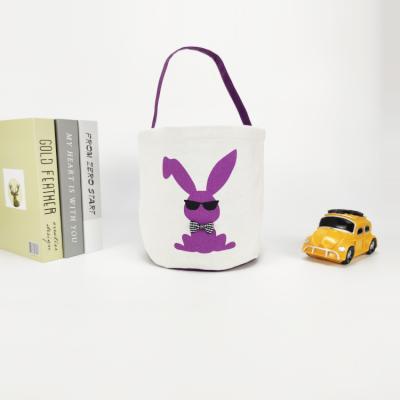 China Popular Easter Gift Bag Design 23*25cm Easter Bunny Basket Decoration Canvas Easter Candy Gifts Bag For Kids for sale