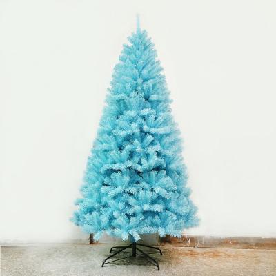 China 2022 Baby Blue Chirstmas Wrapped PVC Christmas Tree Full Shape Artificial Christmas Tree For Christmas Decor for sale