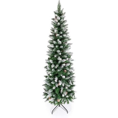 China 6ft PVC Artificial Slim Christmas Tree With Snow for sale