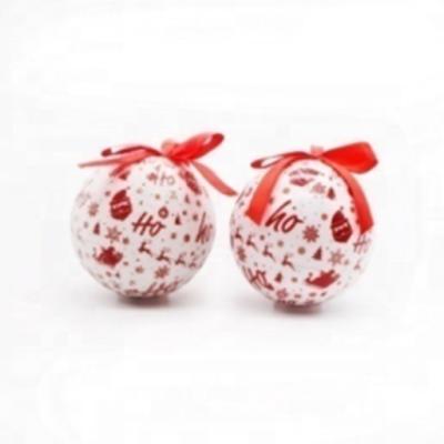 China Shatterproof 7.5cm Red and White Foam Christmas Ornaments Baubles Christmas Tree Balls with Polybag for sale