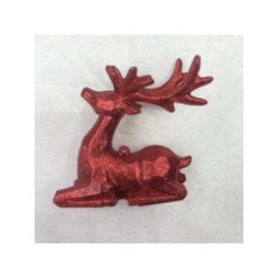 China Sitting Glitter Elk Pendants Christmas Tree Baubles Unbreakable 8.5*6*9cm Popular Plastic Unbreakable For Holiday&Party Decoration for sale