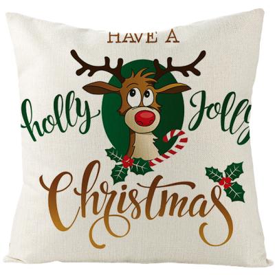 China Sofa Cushion Anti-Static Christmas Cover Linen Digital Printing Pillow Case for sale