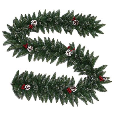 China Handmade Red Chirstmas Country Christmas Wreath PVC Berry Garland 270cm With Cone For Christmas Decoration for sale