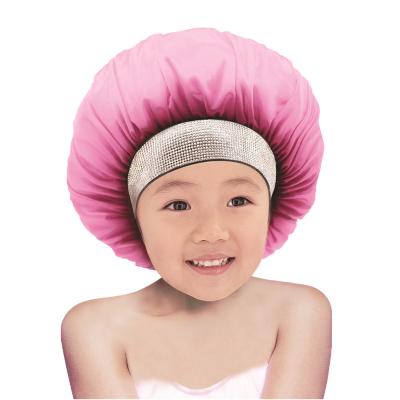 China Glitter Wide Elastic Bling Diamond Custom Picture Logo Diamond Hood Kids Brim Beanies for sale