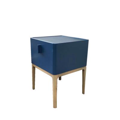 China Modern nordic style bedroom nightstand blue side cabinet wooden nightstand for sale