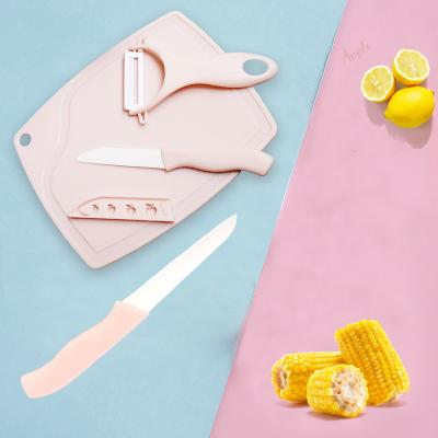 China Disposable 3 Pcs/Sets Ceramic Vegetable Cutting Board Fruit Peeler Cutter Kitchen Non-Slip Fruit Knife Set for sale