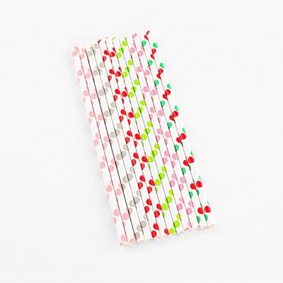 China Disposable Custom Printed Colors Polka Dot Striped Paper Biodegradable Paper Straw Drinking Straw For Wedding Drinking Straw Wholesale for sale