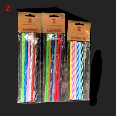 China Reuseable Eco-Friendly Drinking Straw With Brush Straight Reusable Hard Plastic Eco Friendly Custom Made Wholesale for sale