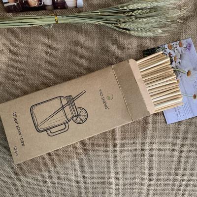 China Hay Material Disposable 100% Natural Biodegradable Custom Made Drinking Straws Wheat Straws for sale