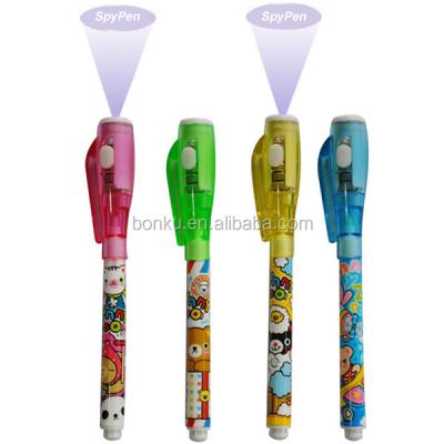 China Toy Promotional UV Item Gift Flashlight Pen Ink Pen Plastic UV Light Disappearing Pen for sale