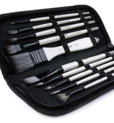 China Gouache/Watercolor Acrylic Oil Paint 10 Pcs/Paint Brush Set Includes Carrying Case Perfect Acrylic Oil Watercolor and Paint Set for sale