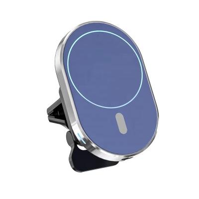 China Wireless Charger Mode QC3.0 Mobile Phone Palladium Qi 15W Private Fast Magnetic Phone Holder Car Mount Duct Smartphone Charging For iPhone 12 Magsafe for sale