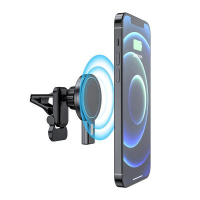 China Fast Car Phone Holder Charger Pad Qi 15W Car Mount Holder Magnetic 360 Degree Mobile Phone Car Charger Wireless Holder for iPhone 12 pro Magsafe for sale