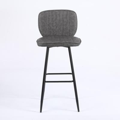 China Regular Luxury Retro Metal PU Leather Metal Morden Retro Stool Mid Back Dining Home Bar Chair for sale