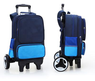 China Anti Theft Children School Bags Kids Travel Luggage Bag Polyester Wheel Rolling Bags for sale