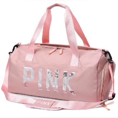 China Shoe Compartment Yoga Dance Duffel Pink Sport Travel Duffel Bag for sale